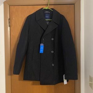 Nautica Men's Classic Double Breasted Peacoat, Charcoal, Medium